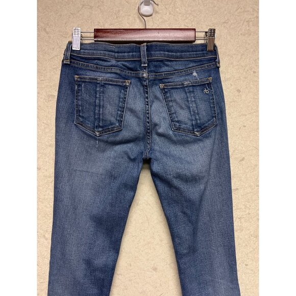 Rag & Bone Skinny Distressed Destroyed Denim Blue Jeans Women's Size 27 - Picture 5 of 13